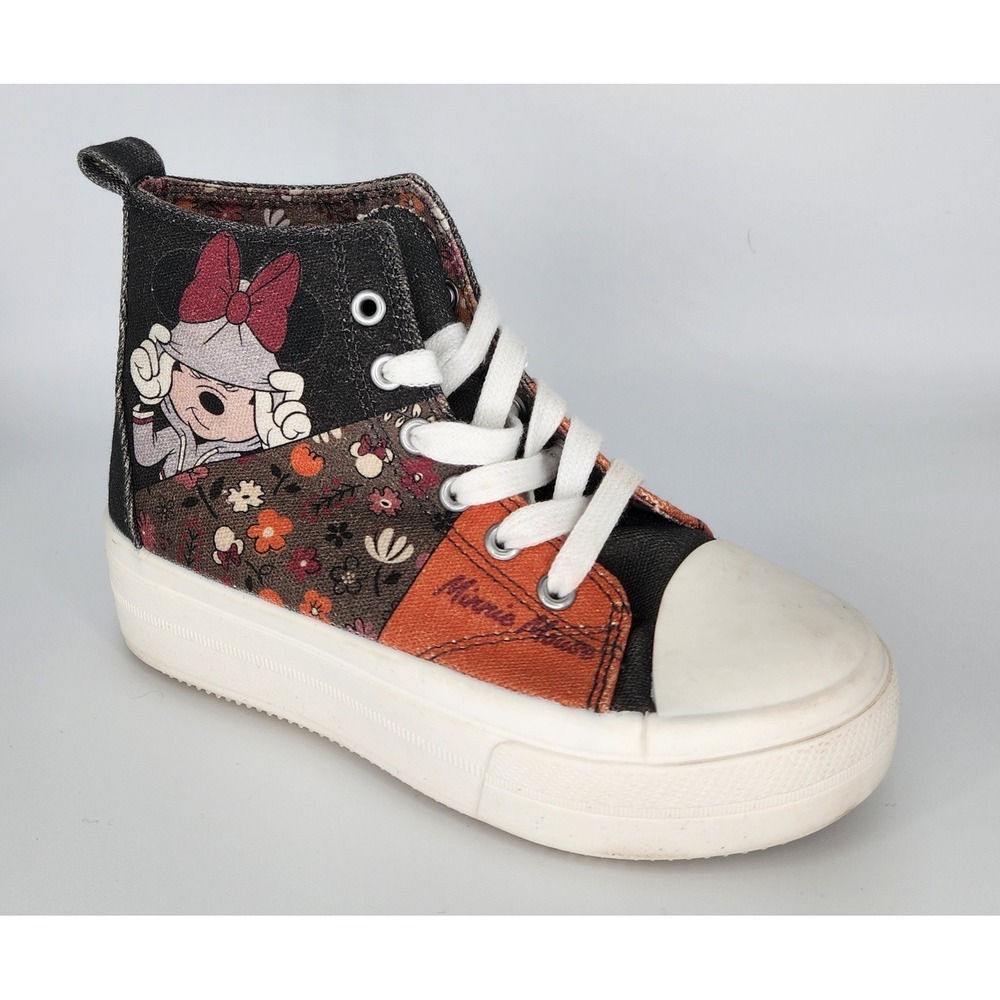 Disney Girls MINNIE MOUSE ‎ Hi-top  Sneaker Shoe Lace Up Size 2 Canvas Cartoon